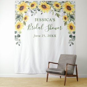 Elegant Eucalyptus Bridal Shower Photo Backdrop Tapestry