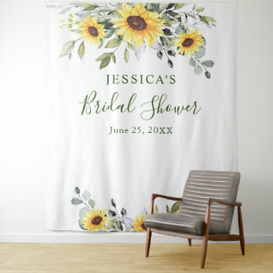 Elegant Eucalyptus Bridal Shower Photo Backdrop Tapestry