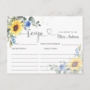 Elegant Eucalyptus Bridal Shower Recipe Card