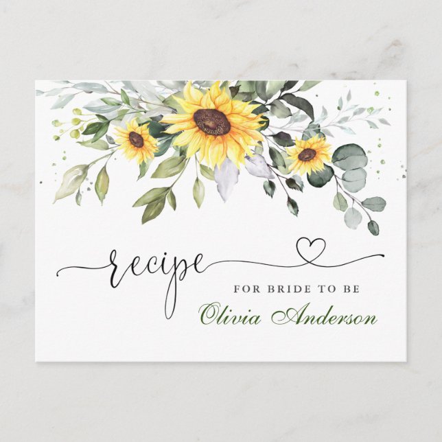 Elegant Eucalyptus Bridal Shower Recipe Card (Front)