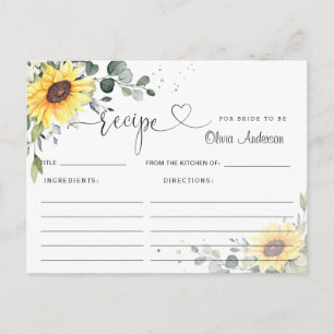 Elegant Eucalyptus Bridal Shower Recipe Card