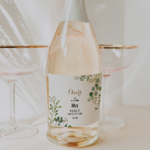 Elegant Eucalyptus Bridal Shower Sparkling Wine La Label