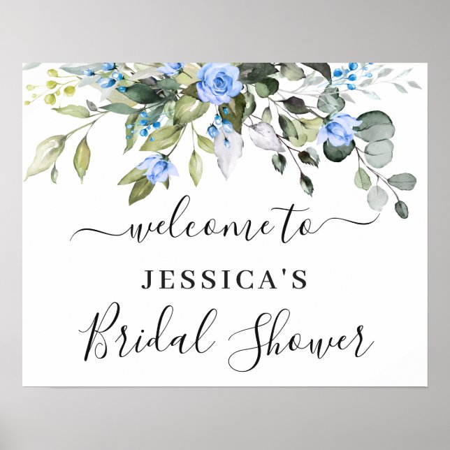 Elegant Eucalyptus BRIDAL SHOWER Welcome Poster (Front)
