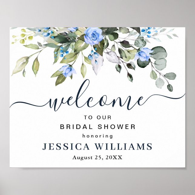 Elegant Eucalyptus BRIDAL SHOWER Welcome Poster (Front)