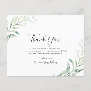 Elegant Eucalyptus Budget Funeral Thank You Card