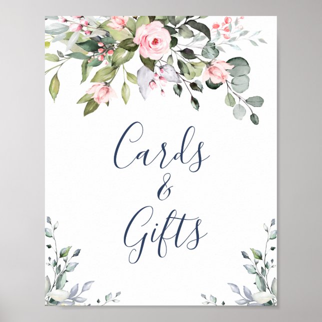 Elegant Eucalyptus Cards and Gifts Wedding Sign (Front)