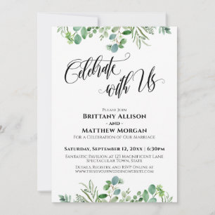 Elegant Eucalyptus Celebrate with Us Wedding Party Invitation