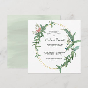 Elegant Eucalyptus Christening or Baptism Invitation