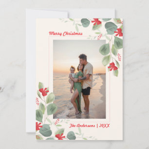 Elegant eucalyptus christmas photo card greenery