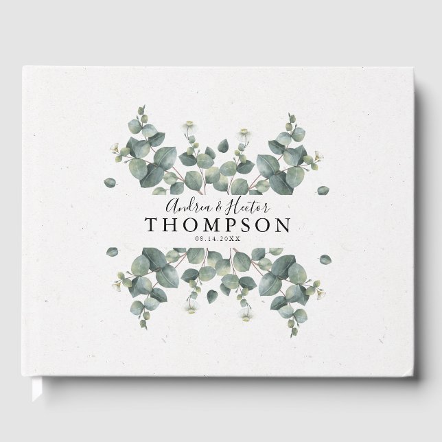 Elegant Eucalyptus Classic Wedding Guest Book (Front)