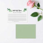 Elegant Eucalyptus Date Night Ideas Bridal Shower Advice Card<br><div class="desc">Bridal Shower date night ideas card featuring elegant eucalyptus design</div>