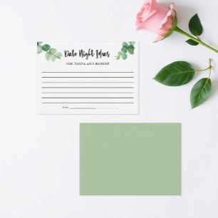 Elegant Eucalyptus Date Night Ideas Bridal Shower Advice Card