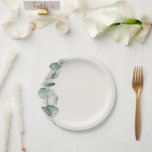 Elegant Eucalyptus Dinner Plate Coastal<br><div class="desc">Set a serene and sophisticated tone at your reception with these Elegant Eucalyptus Dinner Plates. Designed with soft watercolor greenery along the edge, this plate offers a modern coastal feel that pairs beautifully with beach weddings, outdoor celebrations, and minimalist event decor. The subtle eucalyptus artwork adds texture and visual interest...</div>