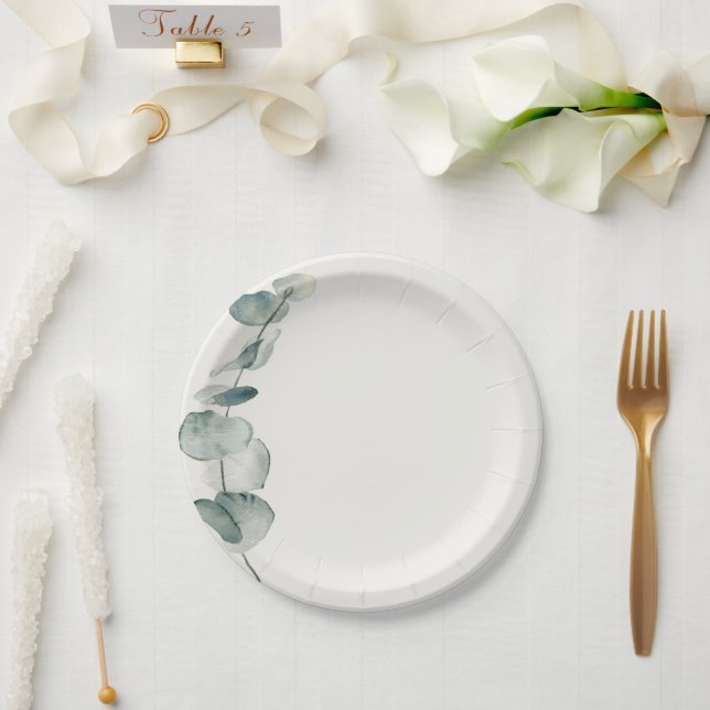 Elegant Eucalyptus Dinner Plate Coastal (Wedding)