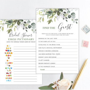 Elegant Eucalyptus Double-Sided Bridal Shower Game