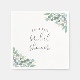 Elegant Eucalyptus Dusty Blue Bridal Shower Napkin