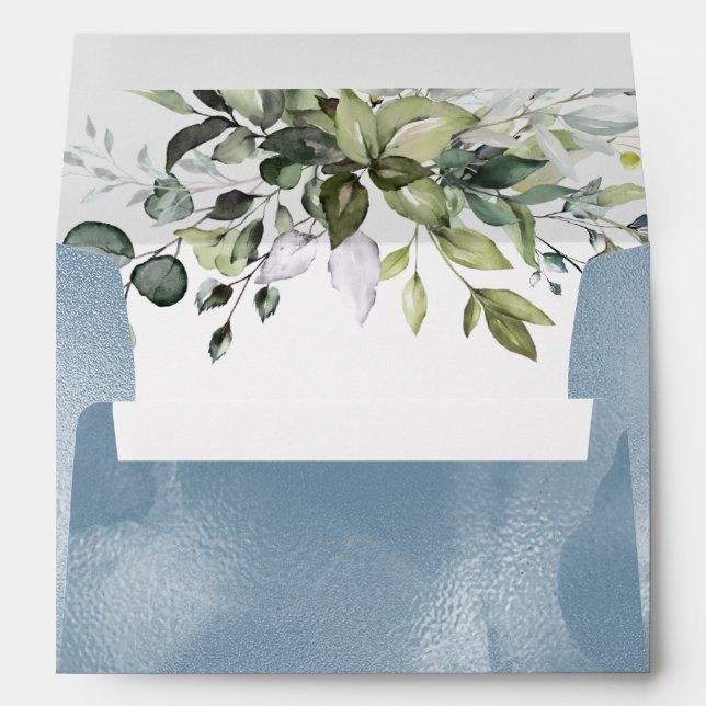Elegant Eucalyptus Dusty Blue for 5x7 card Envelope (Back (Bottom))