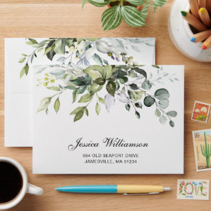 Elegant Eucalyptus Dusty Blue for 5x7 card RSVP Envelope
