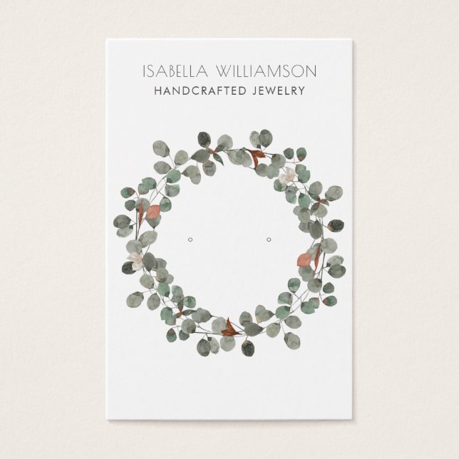 Elegant Eucalyptus Earring Jewellery Display Cards (Front)