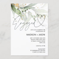 Elegant Eucalyptus Engagement Party Announcement
