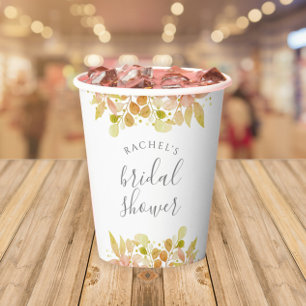 Elegant Eucalyptus Fall Colours Bridal Shower Paper Cups