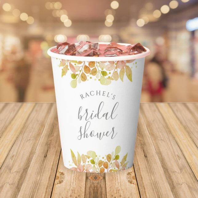 Elegant Eucalyptus Fall Colours Bridal Shower Paper Cups (Fall Eucalyptus Bridal Shower Paper Cup)