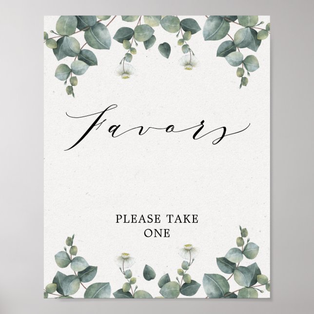 Elegant Eucalyptus Favors Sign (Front)
