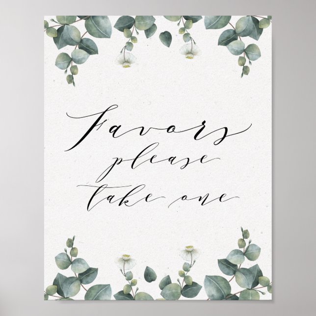 Elegant Eucalyptus Favors Sign (Front)