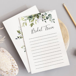 Elegant Eucalyptus Floral Bridal Shower Game Card