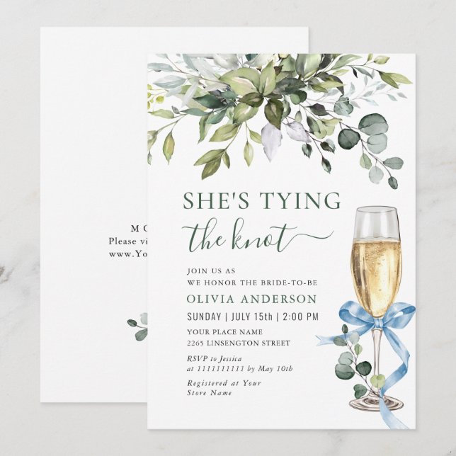 Elegant Eucalyptus Floral Bridal Shower Invitation (Front/Back)