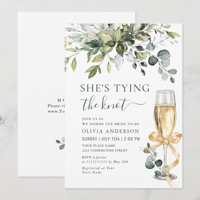 Elegant Eucalyptus Floral Bridal Shower Invitation (Front/Back)