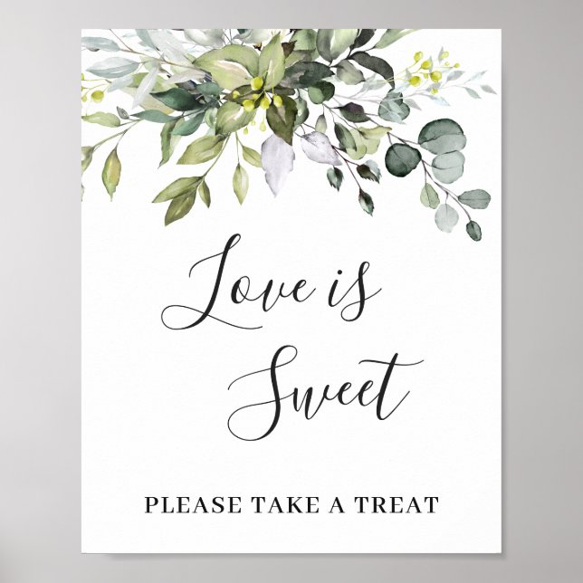 Elegant Eucalyptus Floral Love is Sweet Wedding Poster (Front)