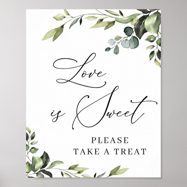 Elegant Eucalyptus Floral Love is Sweet Wedding Poster (Front)