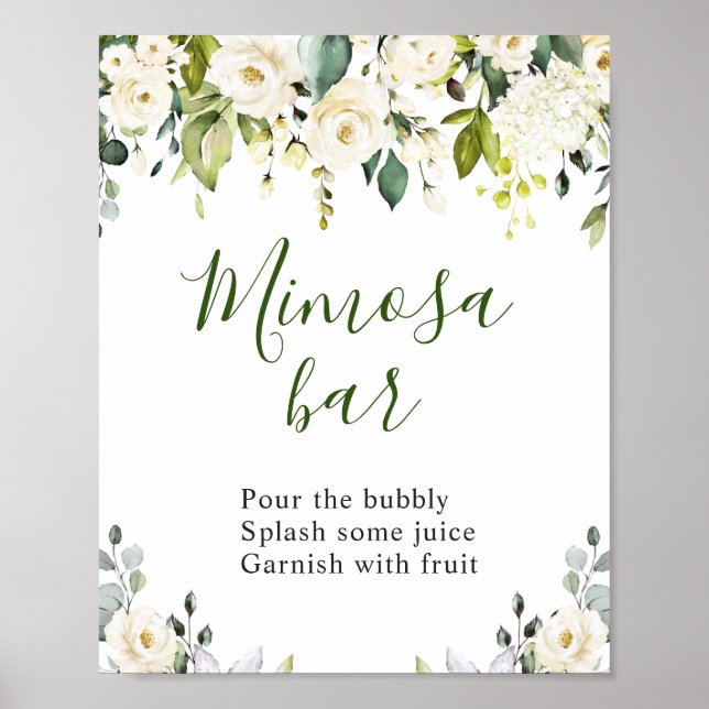 Elegant Eucalyptus Floral Mimosa Bar Wedding Sign (Front)