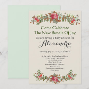 Elegant Eucalyptus Floral Mint Green Baby Shower