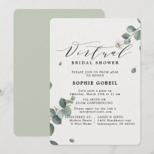 Elegant Eucalyptus Floral VIRTUTAL Bridal Shower Invitation