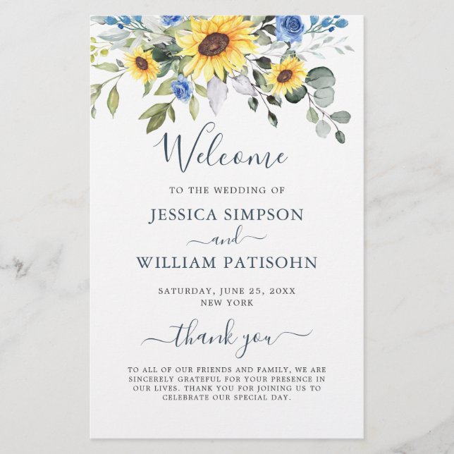 Elegant Eucalyptus Floral Wedding Ceremony Program (Front)
