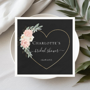 Elegant Eucalyptus Flower Heart Bridal Shower Napkin