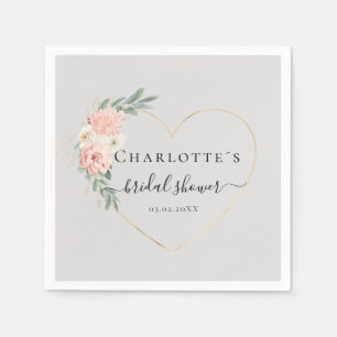Elegant Eucalyptus Flower Heart Bridal Shower Napkin