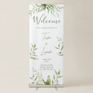 Elegant Eucalyptus Foliage Botanical Wedding Retractable Banner
