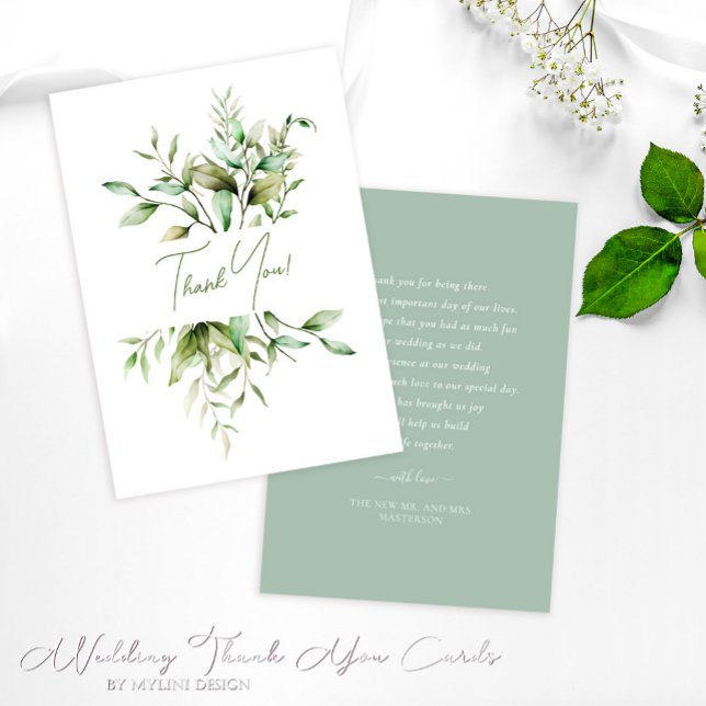 Elegant Eucalyptus Foliage Botanical Wedding Thank You Card (Creator Uploaded)