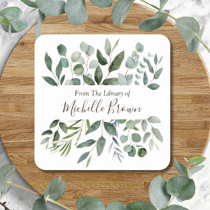 Elegant Eucalyptus From The Library of Bookplate Square Sticker