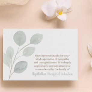 Elegant Eucalyptus Funeral Thank You Bereavement