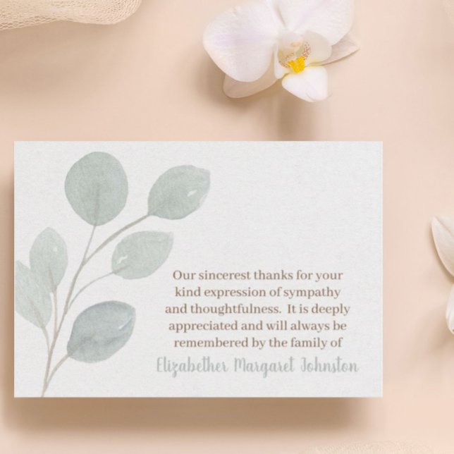 Elegant Eucalyptus Funeral Thank You Bereavement Card (Creator Uploaded)