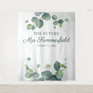 Elegant Eucalyptus Future Mrs Photo Booth Backdrop Tapestry