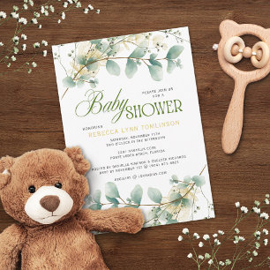 Elegant Eucalyptus Gender Neutral Baby Shower Invitation