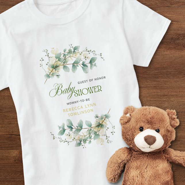 Elegant Eucalyptus Gender Neutral Baby Shower T-Shirt (Creator Uploaded)