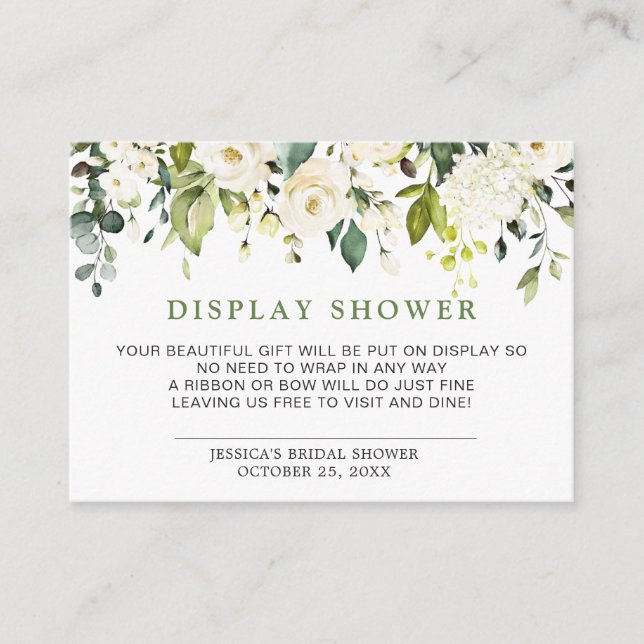 Elegant Eucalyptus Gift Bridal DISPLAY SHOWER Enclosure Card (Front)