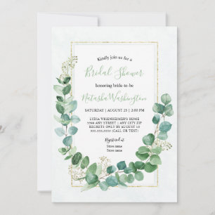 Elegant Eucalyptus Gold Bridal Shower Invitation