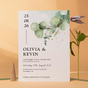 Elegant Eucalyptus & Gold – Chic Greenery Wedding Save The Date